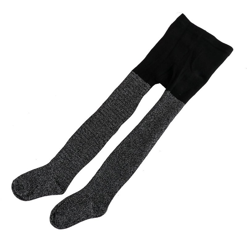 Ehdching Children Black Cotton Sparkly Baby Girls Sparkly Glitter Pantyhose stockings Tights for Baby Girls Kids (Black, 1-3T) - Image 2